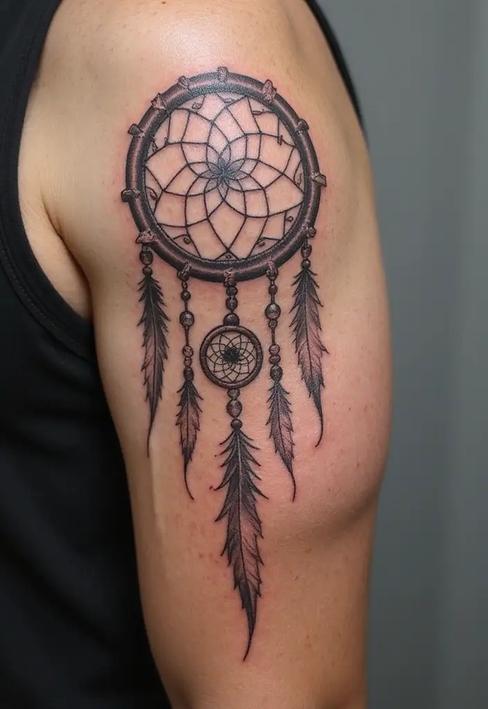 30 Dream Catcher Tattoo Ideas for Men with Protective Energy - 18. Dream Catcher with Lightning