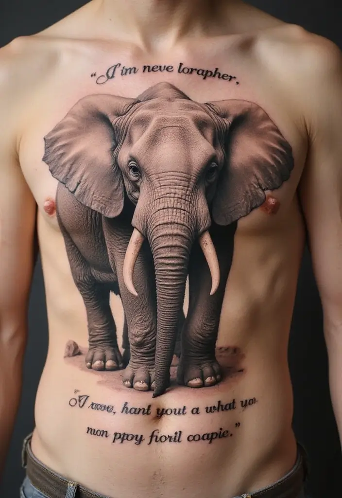 30 Elephant Tattoo Designs That Represent Strength and Wisdom - 18. Elephant with Quote