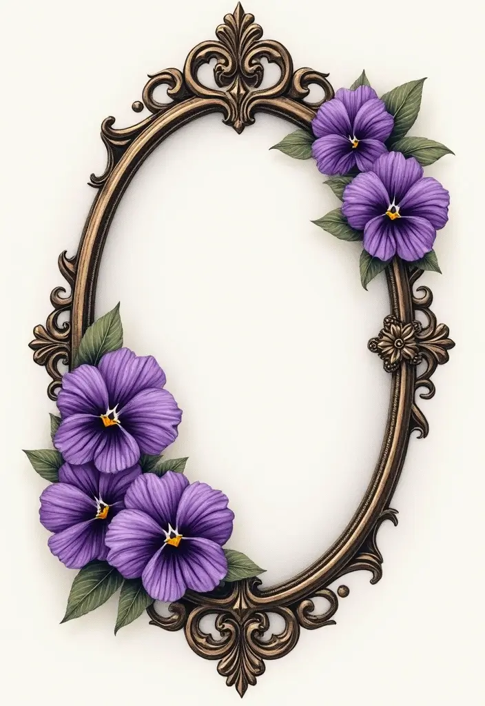 30 February Flower Tattoo Ideas with Birth Month Beauty - 18. Violets in a Vintage Frame