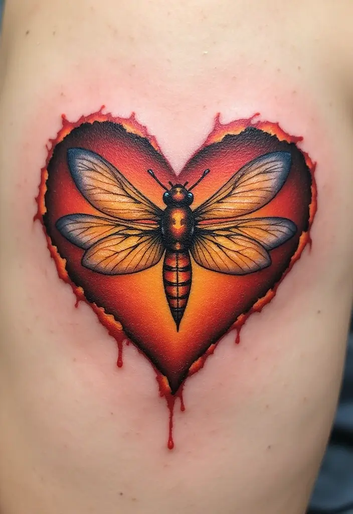 30 Firefly Tattoo Designs That Glow with Meaning - 18. Firefly with Heart
