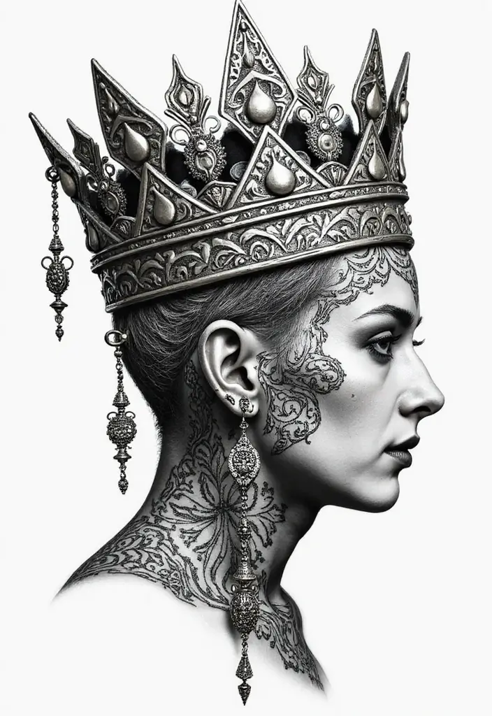 30 Geometric Head Tattoo Ideas for Bold Expression - 18. Geometric Patterns on the Crown