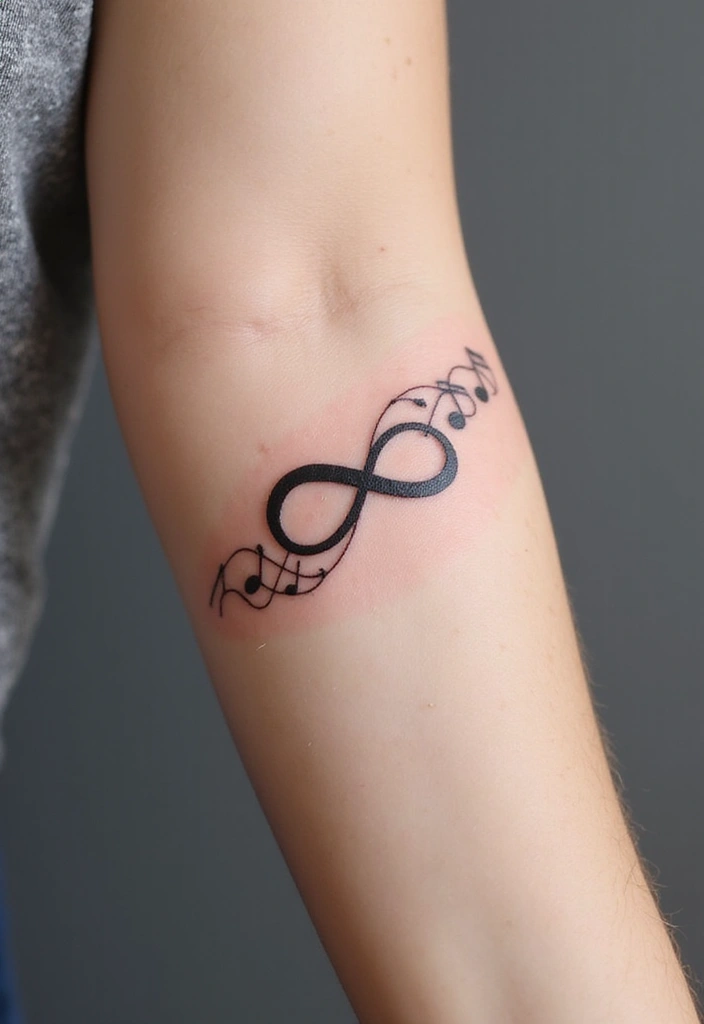 30 Infinity Friendship Tattoo Ideas for Everlasting Bonds - 18. Infinity with Music Notes