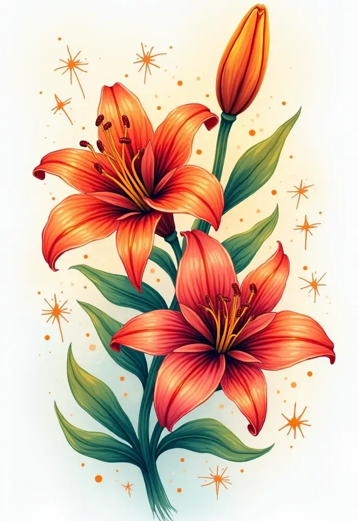 30 Lily Tattoo Symbolism Ideas for Elegant Ink - 18. Celebration of Life and Vibrancy