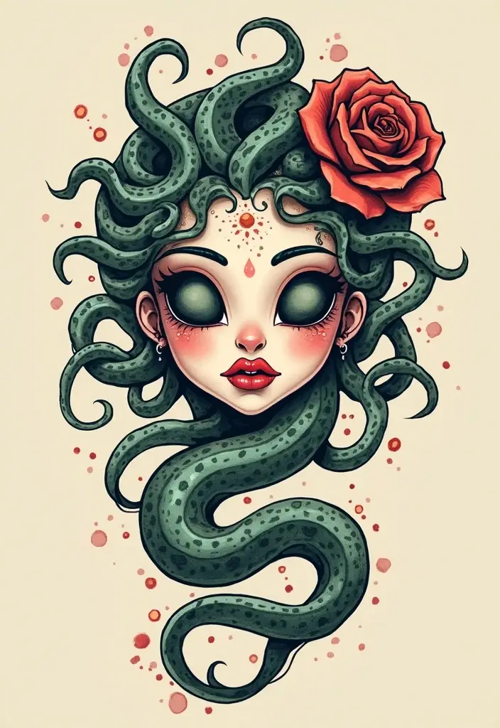 30 Medusa Tattoos for Females with Bold and Fierce Symbolism - 18. Whimsical Medusa