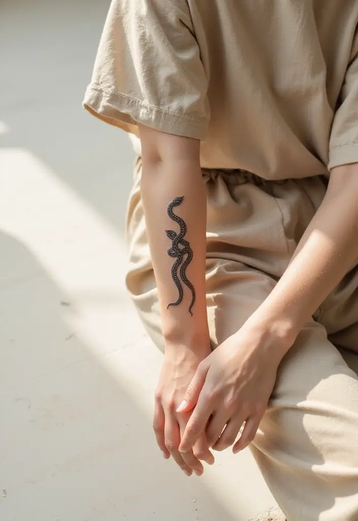 30 Minimalist Small Snake Tattoo Inspirations for Nature Lovers - 18. The Overlapping Snake