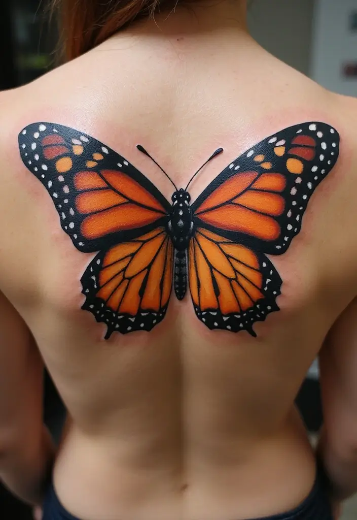 30 Monarch Butterfly Tattoo Designs with Deep Symbolism - 18. Monarch Butterfly with a Butterfly Effect Theme
