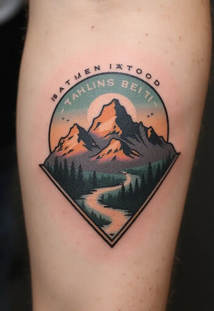 30 Mountain Tattoos for Men That Capture Adventure Spirit - 18. Vintage Mountain Tattoos