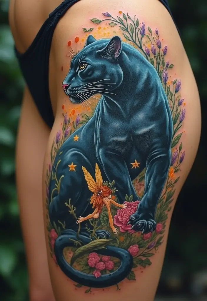 30 Panther Tattoo Designs That Represent Power and Mystery - 18. Panthaire Mythical