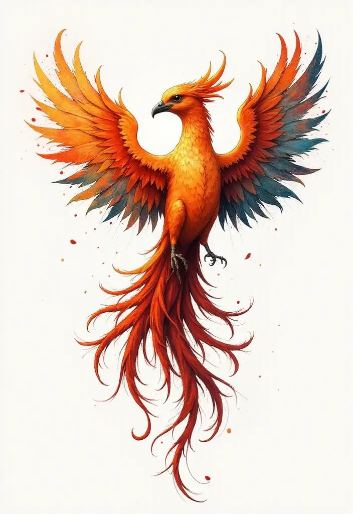 30 Phoenix Reborn Tattoo Designs with Deep Meanings - 18. Abstract Phoenix Design