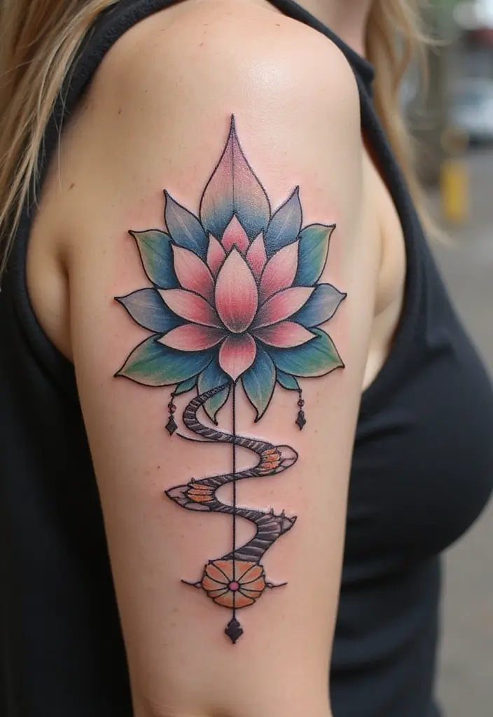30 Strength Lotus Flower Tattoo Meaning and Designs - 18. Journey of Self-Discovery: Finding Your Path