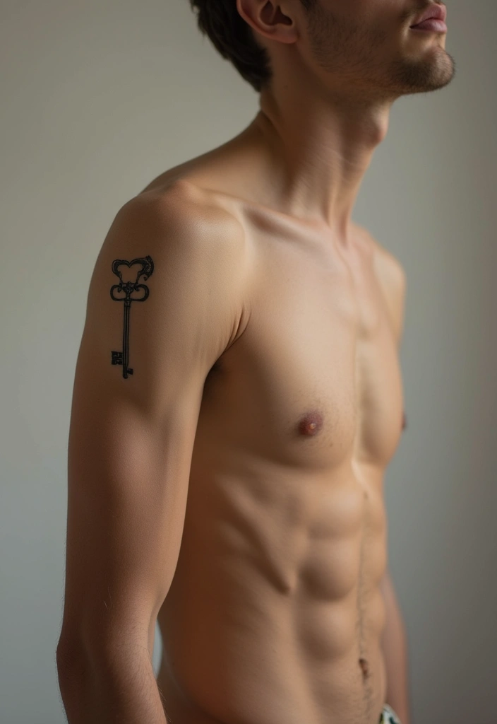 30 Subtle Men Tattoos That Look Minimal Yet Powerful - 18. Small Key