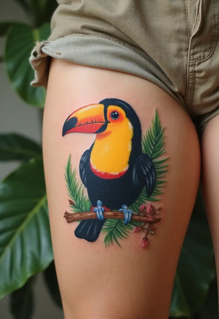 30 Symbolic Bird Tattoos with Powerful Messages - 18. The Vibrant Toucan