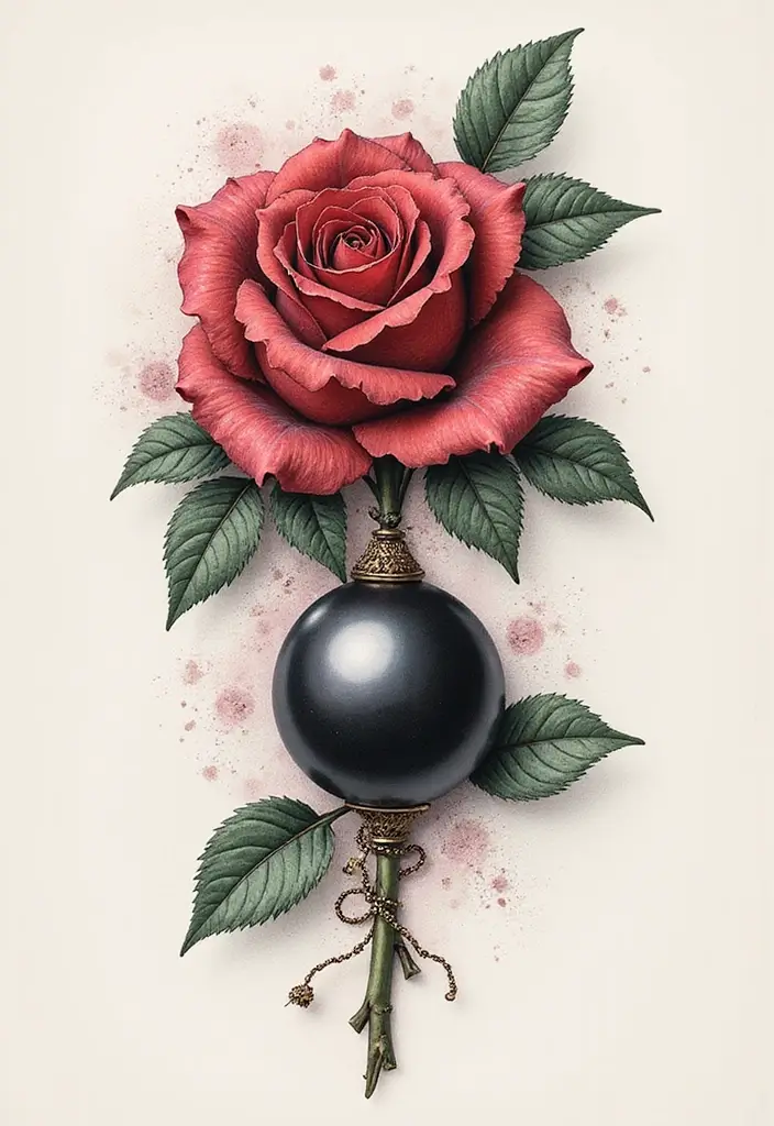 30 Tattoo Black Pearl Ideas to Inspire Your Next Ink - 18. Black Pearl and Rose