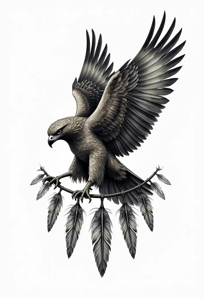 30 Hawk Tattoo Designs That Represent Vision and Strength - 18. Hawk and Feather
