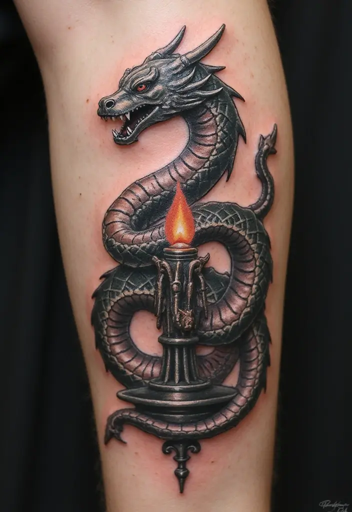 30 Viking Snake Tattoo Designs with Norse Symbolism - 18. The Guardian Serpent