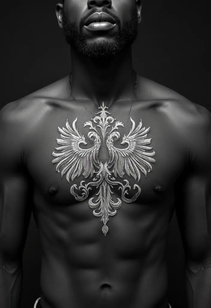 30 White Ink Tattoo Ideas on Dark Skin That Stand Out - 18. Personalized Crests