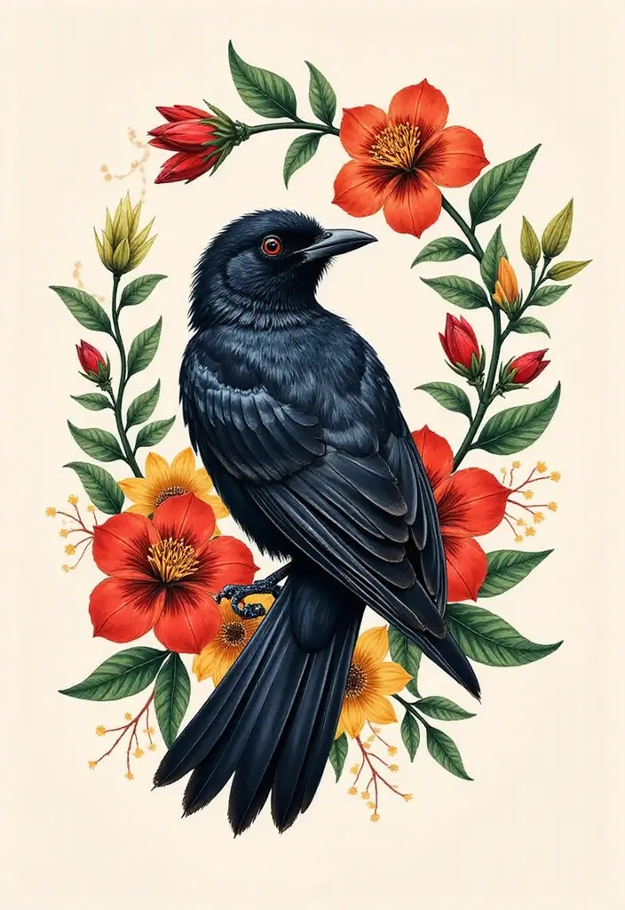 30 Blackbird Tattoo Meaning and Stunning Design Inspirations - 19. Celebration of Life
