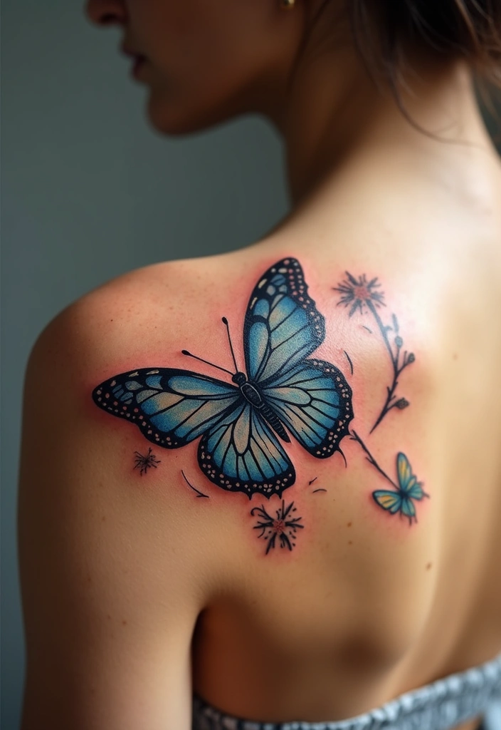30 Butterfly Tattoos on Shoulder for Graceful Inspiration - 19. Butterfly with Personal Symbols