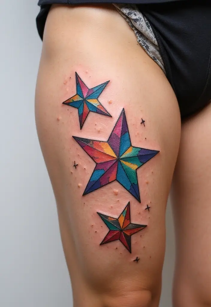 30 Celestial Star Tattoo Inspirations Full of Magic - 19. Abstract Star Tattoos