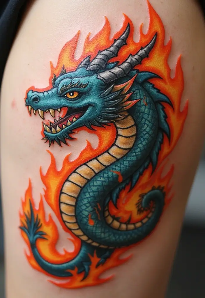 30 Chinese Dragon Tattoo Meaning and Artistic Designs - 19. The Dragon and the Elements