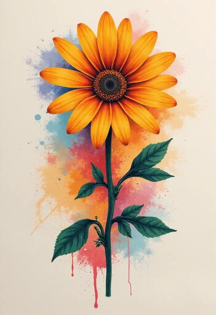 30 Daisy April Birth Flower Tattoo Designs You’ll Love - 19. Abstract Daisy Design