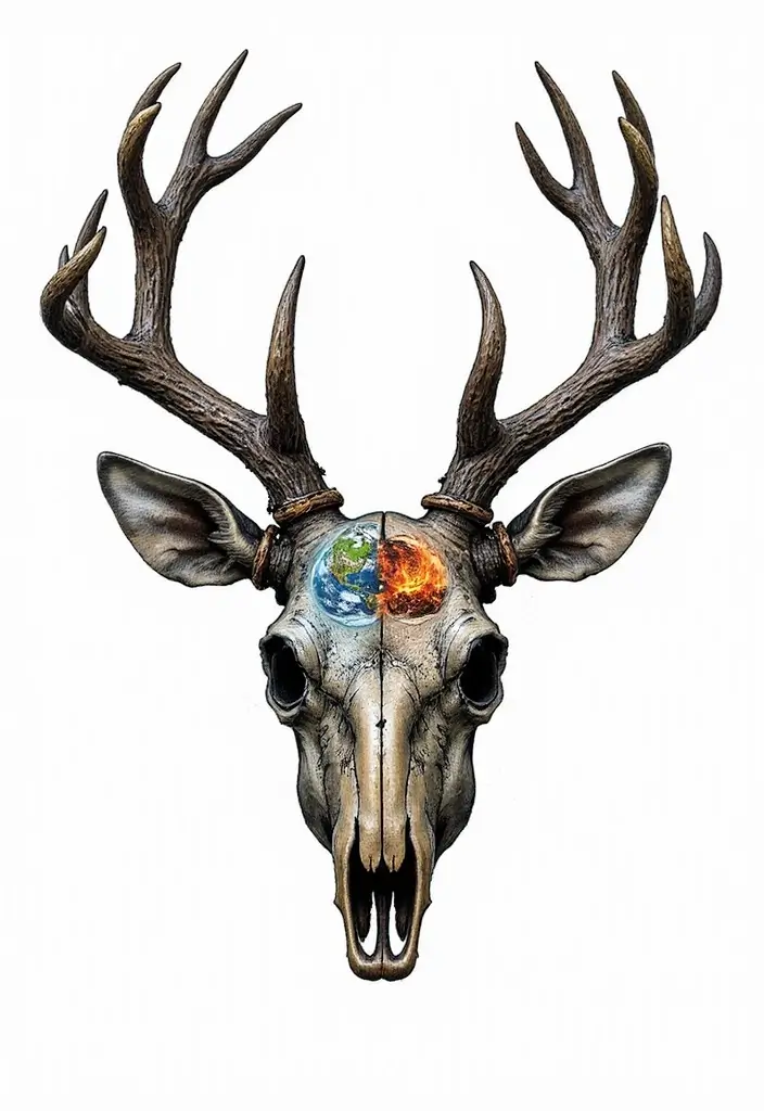 30 Deer Skull Tattoos That Capture Rustic Strength - 19. The Elemental Connection
