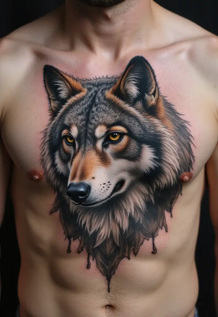 30 Full Chest Tattoos for Men with Powerful Visual Impact - 19. Animal Portraits