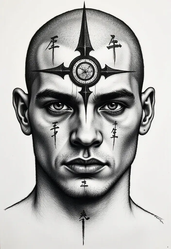 30 Geometric Head Tattoo Ideas for Bold Expression - 19. Boxing and Fighting Symbols