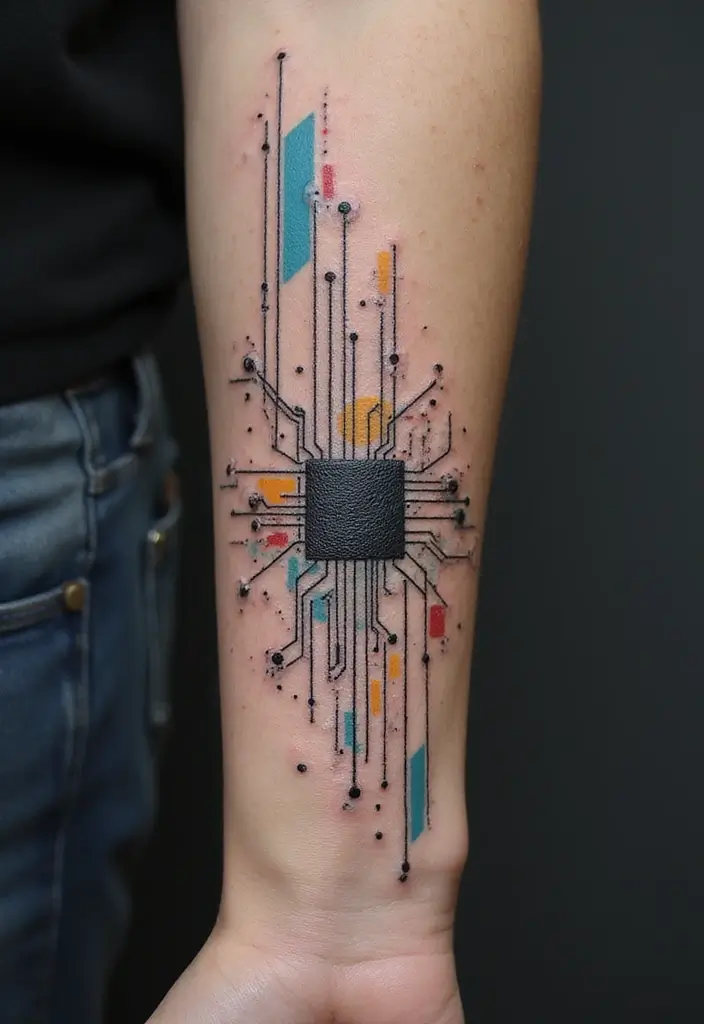 30 Inner Forearm Tattoo Ideas for a Personal Statement - 19. Tech-Inspired Designs