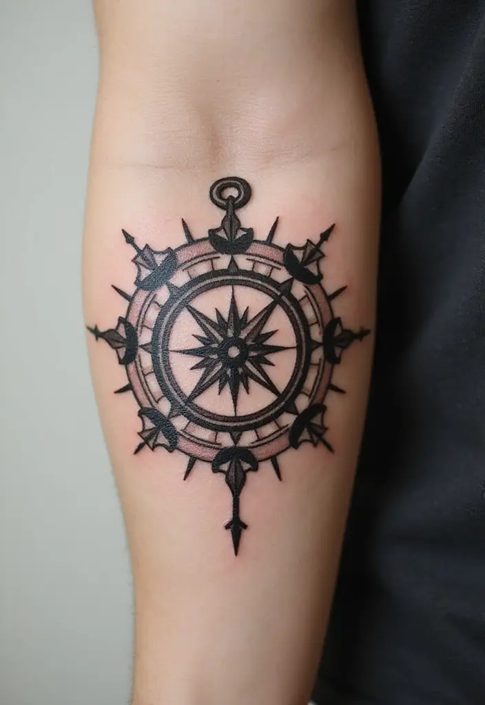30 Karma Tattoo Meaning and Stunning Design Ideas - 19. Compass Tattoo