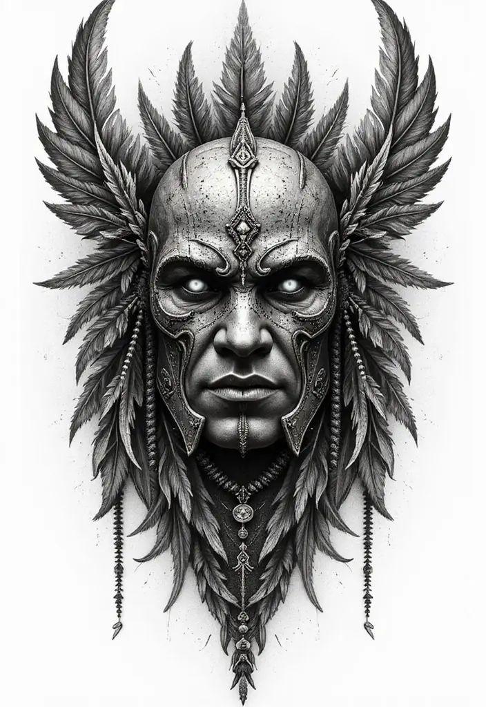 30 LDRSHIP Tattoo Ideas Inspired by Military Values - 19. The Warrior's Mask