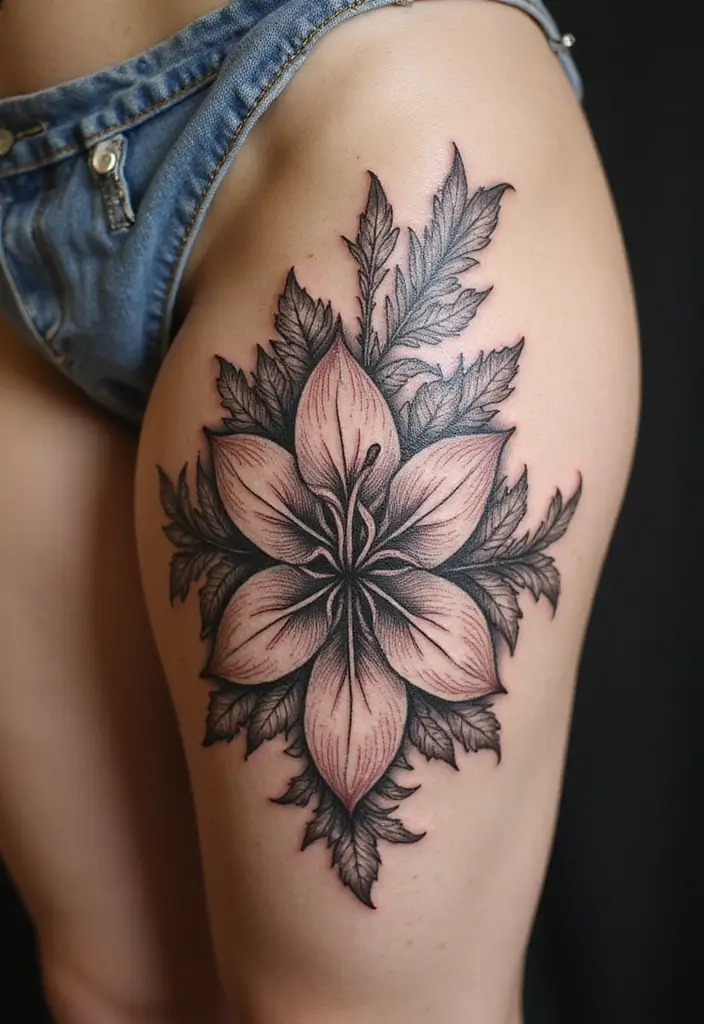 30 Lily Tattoos for Men That Balance Strength and Elegance - 19. Lily with Mandala