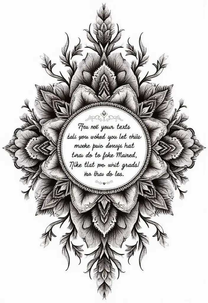 30 Mandala Tattoo Ideas with Spiritual and Geometric Beauty - 19. Mandala with Quotes