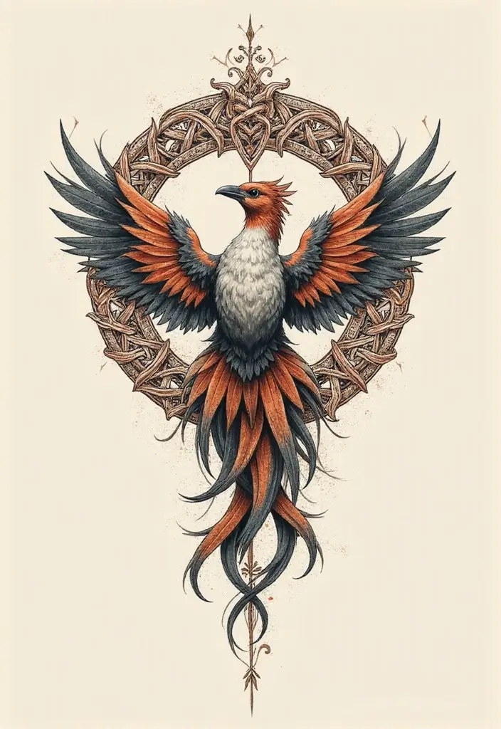30 Phoenix Reborn Tattoo Designs with Deep Meanings - 19. Phoenix with Celtic Knots