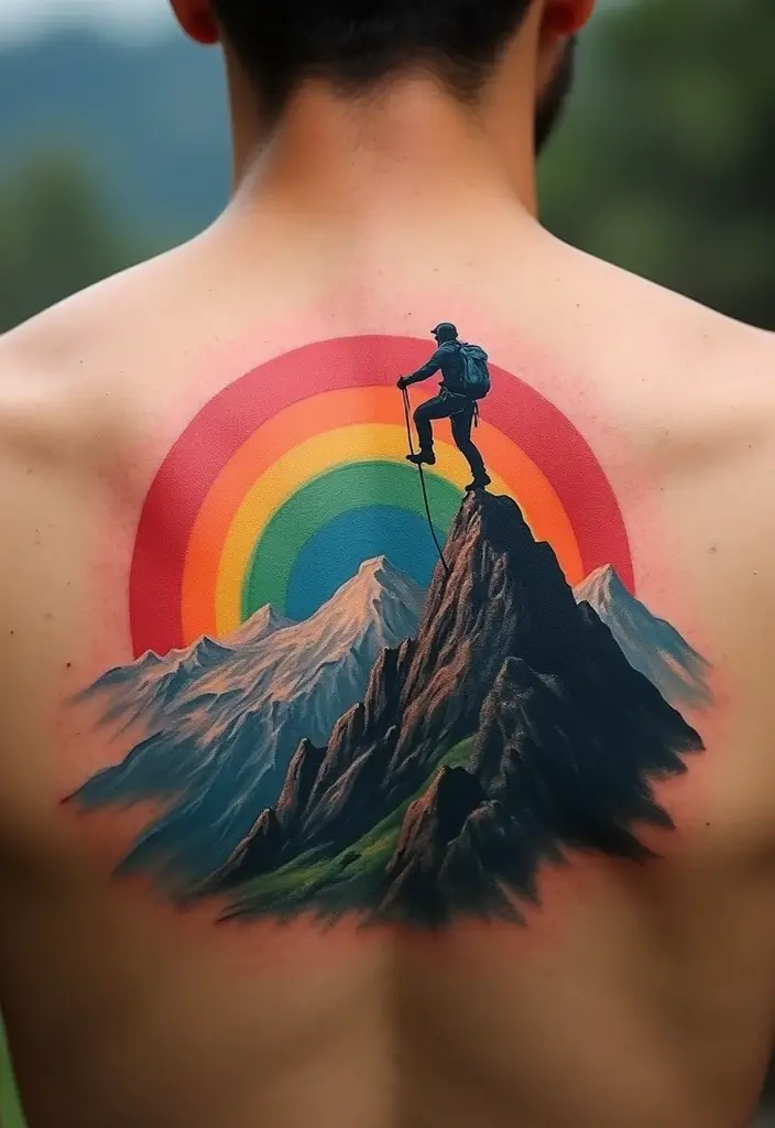 30 Rainbow Tattoo Ideas Full of Color and Meaning - 19. Rainbow Climber Tattoo
