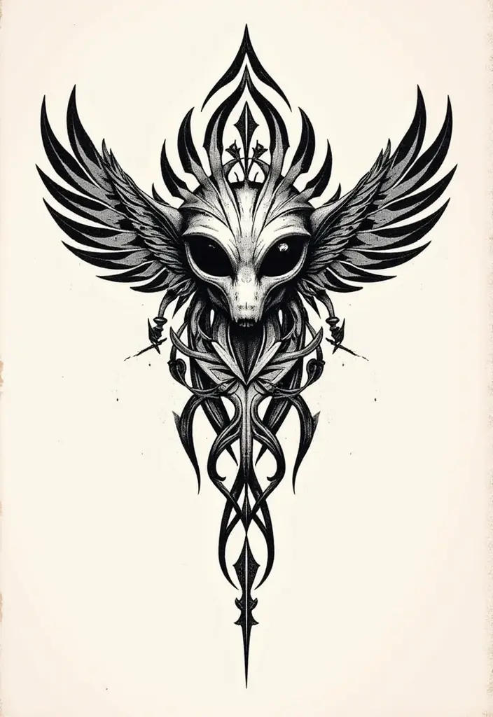 30 Realistic Alien Tattoo Inspirations That Look Out of This World - 19. Alien Tribal Designs