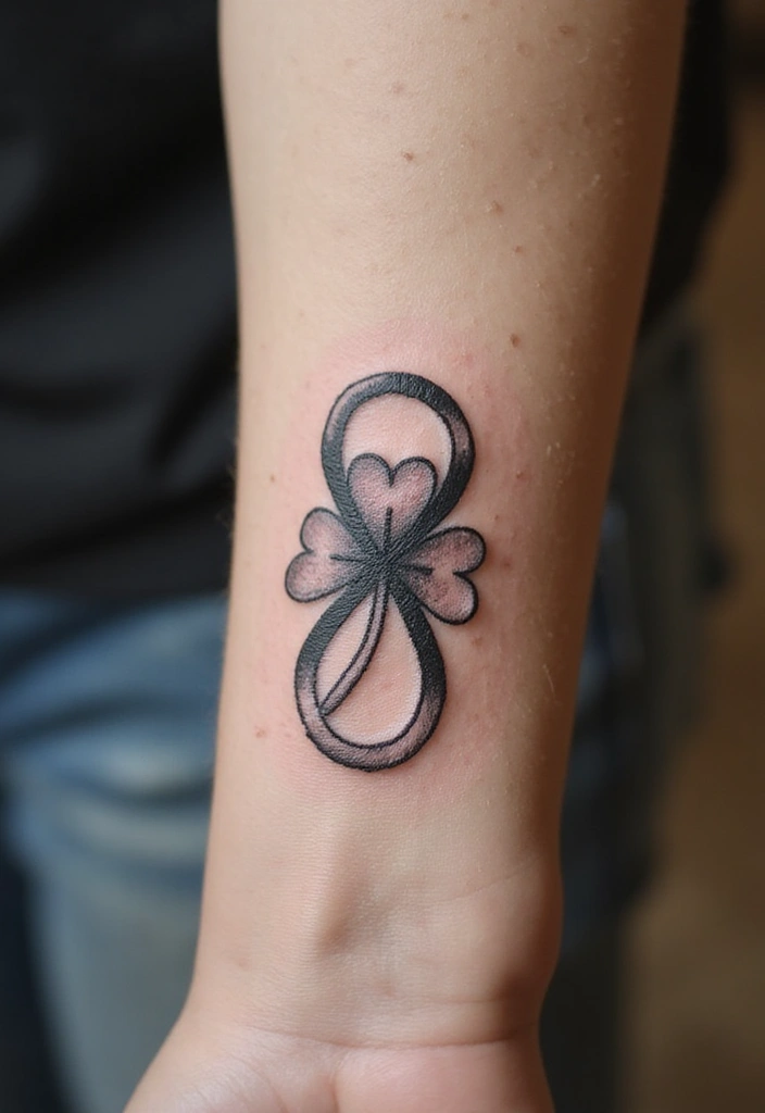 30 Realistic Four Leaf Clover Tattoo Inspirations for Luck - 19. Infinity Clover