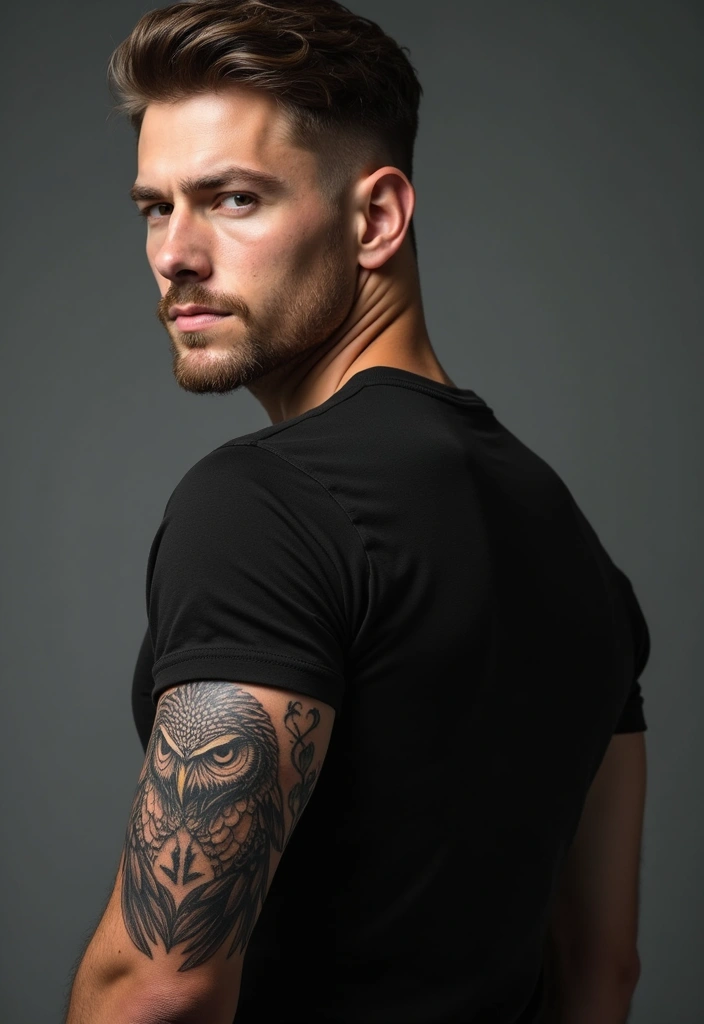 30 Shoulder Tattoos for Men with Meaningful Designs - 19. Owl: Wisdom and Knowledge