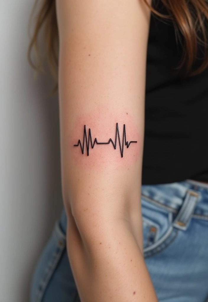 30 Small Tattoo Placements That Make a Big Statement - 19. Small Heartbeat Line on the Upper Arm