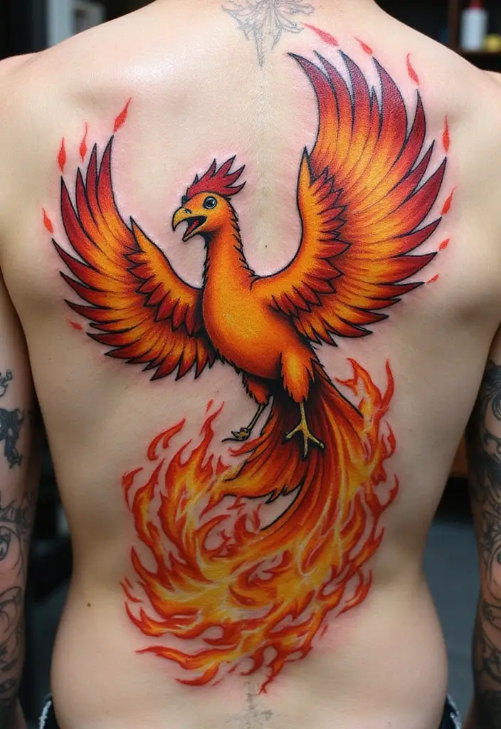 30 Supernatural Tattoos Inspired by the Series and Beyond - 19. Phoenix Rising