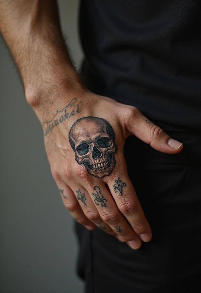 30 Symbol Hand Tattoos for Men That Speak Volumes - 19. The Skull Tattoo