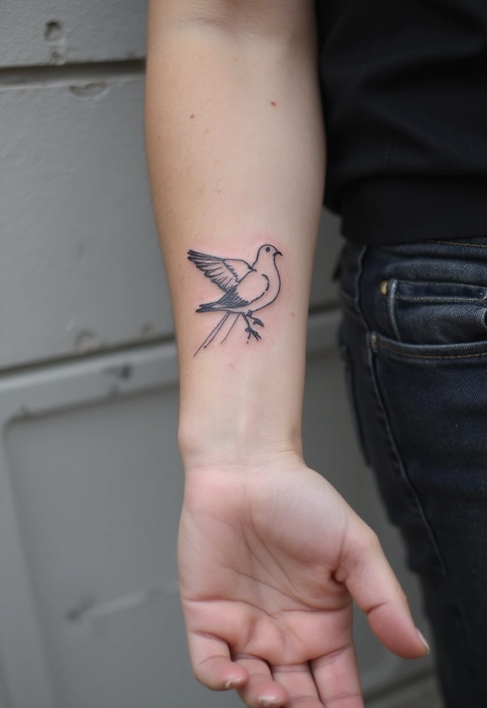 30 Symbolic Bird Tattoos with Powerful Messages - 19. The Poised Pigeon