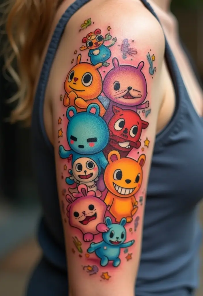 30 Upper Arm Tattoo Ideas for Bold Placement Choices - 19. Whimsical Art