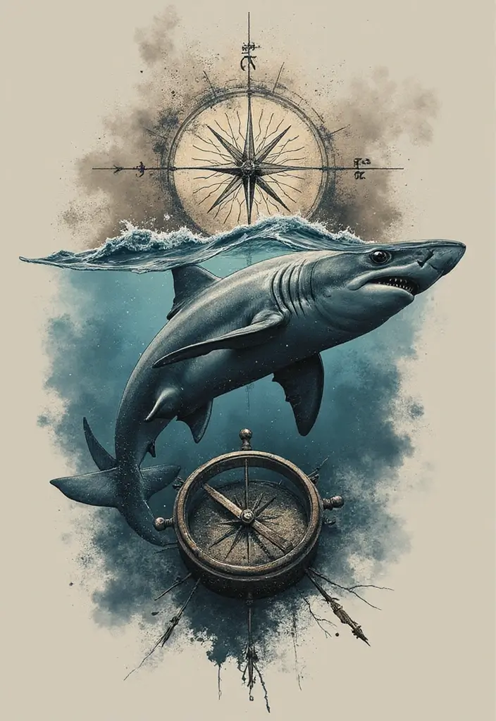 30 Tattoo Shark Meaning and Design Inspirations - 19. Journey into Self-Discovery