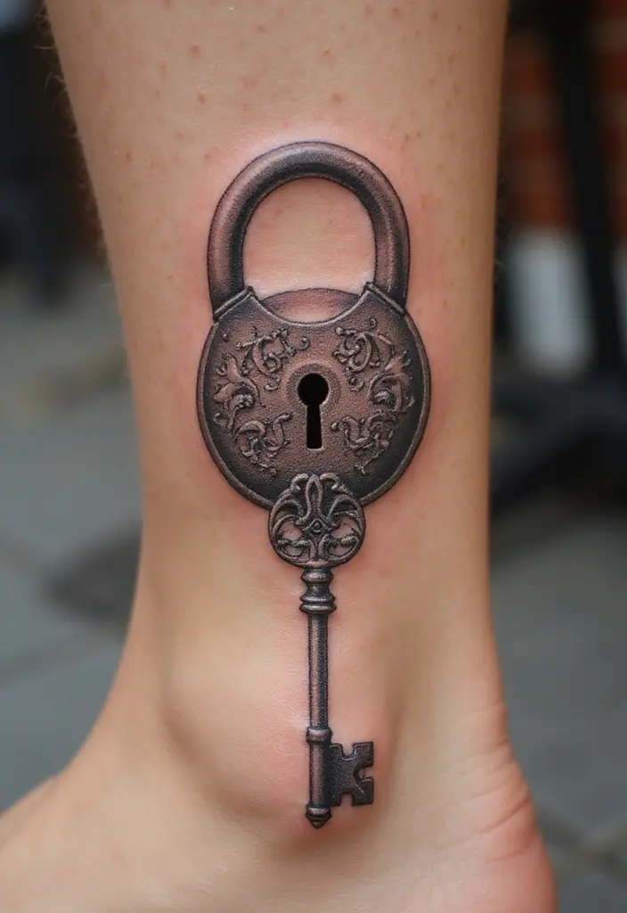 30 Unbreakable Bond Tattoo Inspirations Full of Emotion - 19. Lock and Key Tattoos