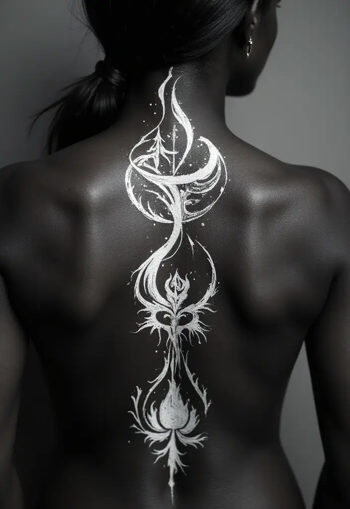 30 White Ink Tattoo Ideas on Dark Skin That Stand Out - 19. Connection to the Elements