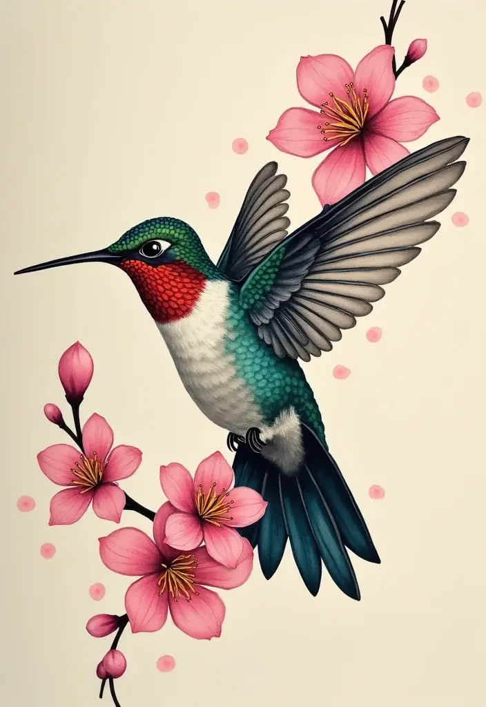 30 3D Hummingbird Tattoos That Feel Lifelike - 1. The Elegant Flight