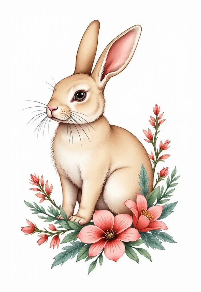 30 American Traditional Rabbit Tattoo Inspirations - 1. The Classic Bunny