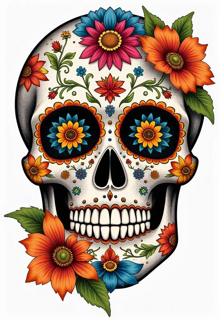 30 Candy Skull Tattoo Meaning and Creative Designs - 1. The Meaning of the Sugar Skull