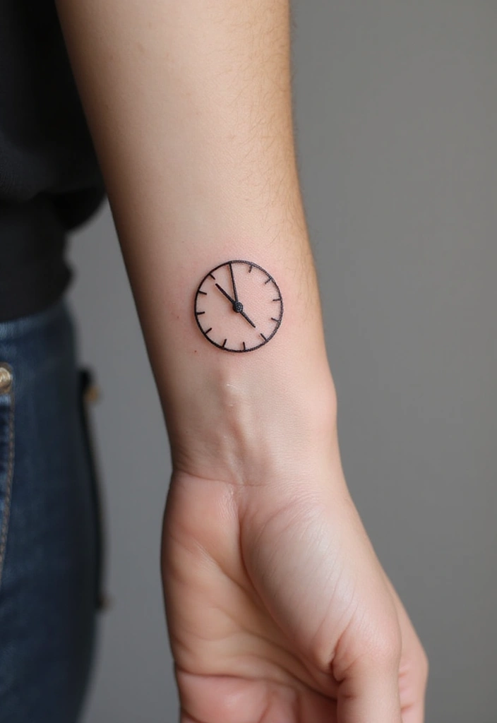 30 Clock Tattoo on Hand Ideas That Stand the Test of Time - 1. Simple Analog Clock Design